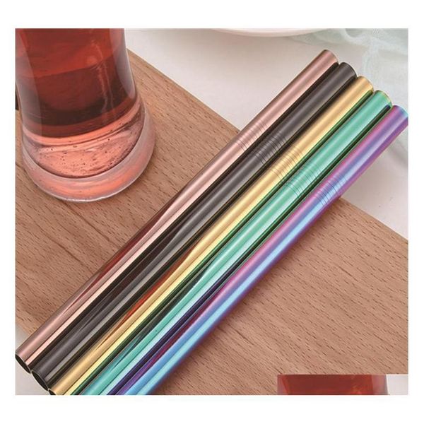 reusable 12mm bubble tea straws, pvd plated 12mm straight metal straws, 12mm colored straws for smoothie mog12